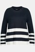 Stripe Bottom Round Neck Sweater