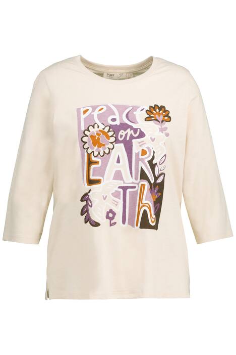 Tričko, nápis, kulatý výstřih, 3/4 rukávy, biobavlna