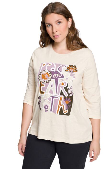 Tričko, nápis, kulatý výstřih, 3/4 rukávy, biobavlna