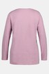 Koszulka z haftem PURE, dekolt w szpic, długi rękaw, bio-bawełna