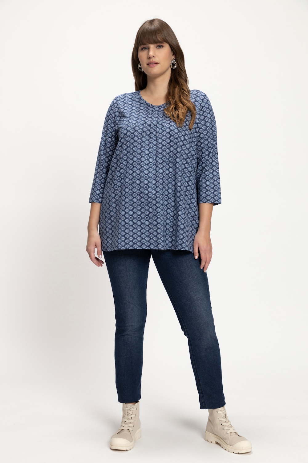 Grote Maten shirt, Dames, blauw, Maat: 42/44, Katoen, Ulla Popken