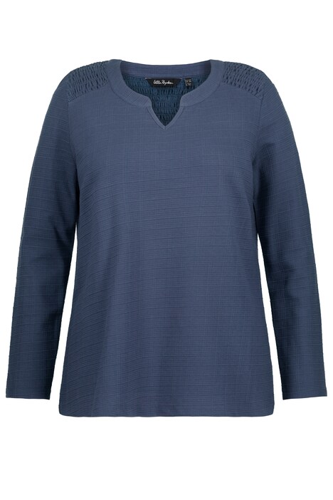 Tričko, mačkaná ramena, tunikový výstřih, dlouhé rukávy