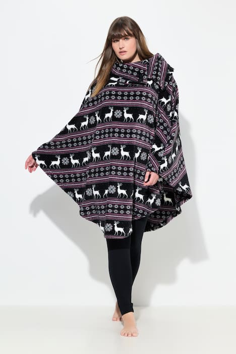 Homewear-Poncho, breiter Kragen, kuschelweicher Plüsch