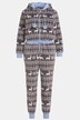 Nordic Print Zip Front Stretch Plush Lounge Jumpsuit