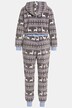 Nordic Print Zip Front Stretch Plush Lounge Jumpsuit