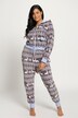 Nordic Print Zip Front Stretch Plush Lounge Jumpsuit