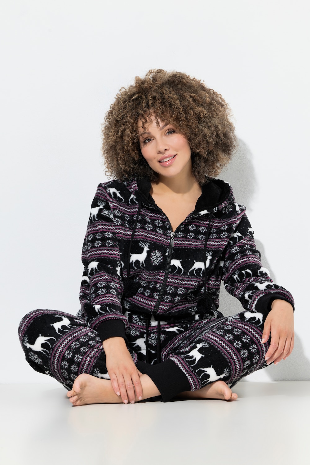 Homewear-overall, plys, norsk mønster, lange ærmer