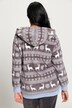 Nordic Stripe Print Zip Front Hooded Plush Lounge Jacket