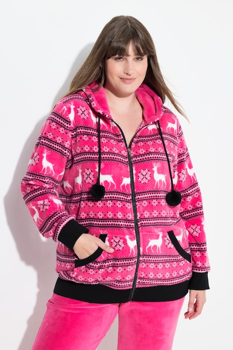 Homewear-Jacke, Plüsch, Norweger, Kapuze