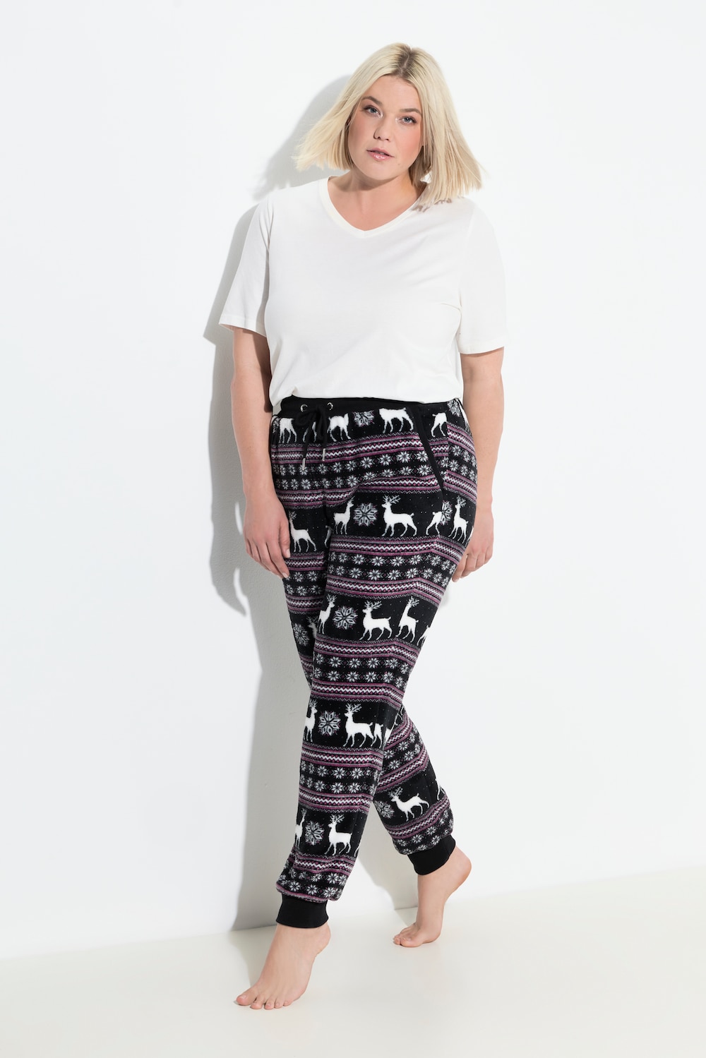 Große Größen Homewear-Hose, Damen, schwarz, Größe: 58/60, Polyester, Ulla Popken