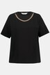 T-shirt con catenina decorativa, scollo a girocollo e mezze maniche