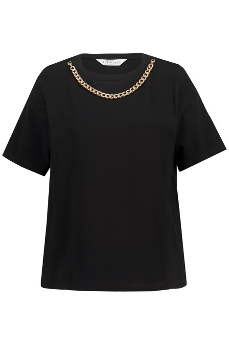 Tričko, ozdobný řetízek na výstřihu, krátké rukávy, kulatý výstřih