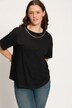 T-shirt con catenina decorativa, scollo a girocollo e mezze maniche