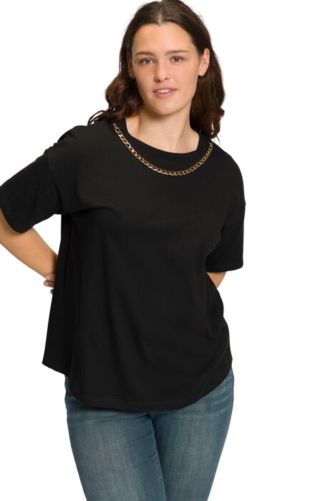 Tričko, ozdobný řetízek na výstřihu, krátké rukávy, kulatý výstřih