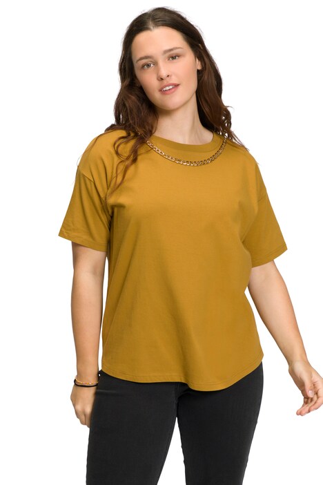 Tričko, ozdobný řetízek na výstřihu, krátké rukávy, kulatý výstřih