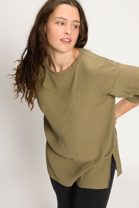 Ribbed Jersey Drop Shoulder Oversized Top