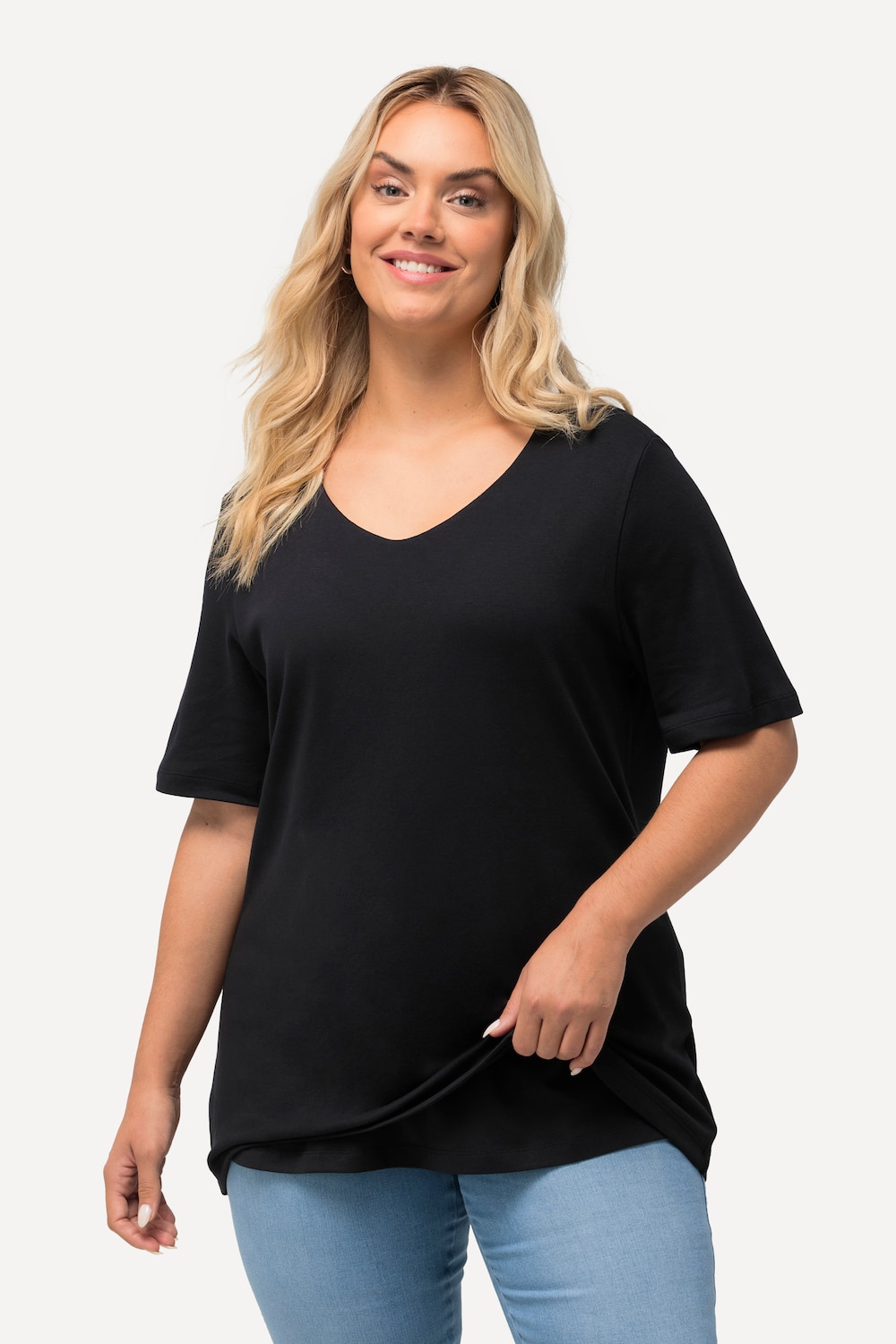 Große Größen Shirt, Damen, schwarz, Größe: 62/64, Baumwolle, Ulla Popken