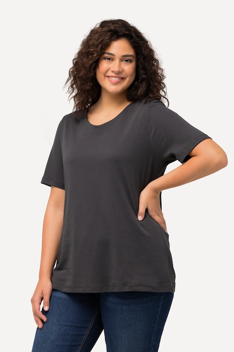 Double Layer Rounded V-Neck Slim Fit Tee