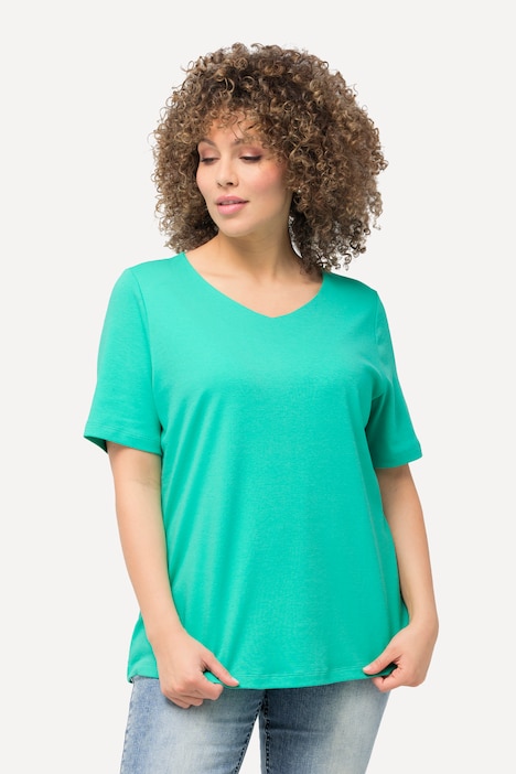 Double Layer Rounded V-Neck Slim Fit Tee