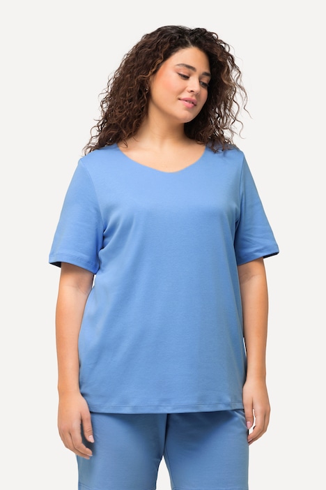 Double Layer Rounded V-Neck Slim Fit Tee