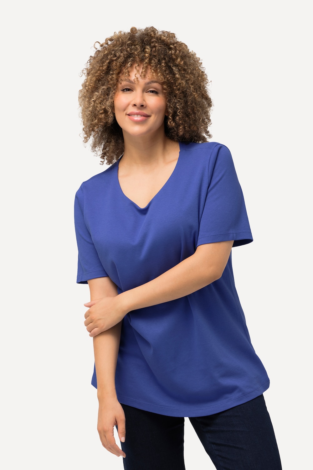 Grote Maten shirt, Dames, blauw, Maat: 50/52, Katoen, Ulla Popken