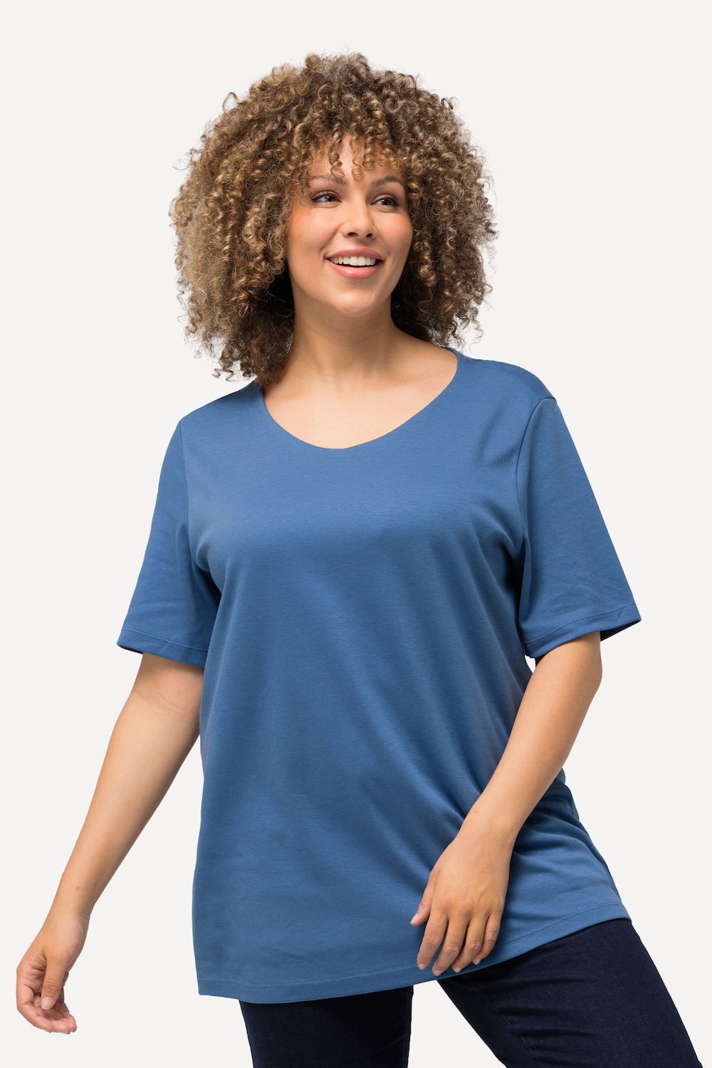 Grote Maten shirt, Dames, blauw, Maat: 50/52, Katoen, Ulla Popken