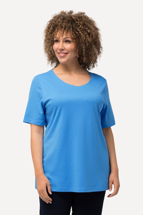 Double Layer Rounded V-Neck Slim Fit Tee