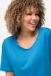 T-shirt, dubbelgelaagde voorkant, slim, ronde hals, korte mouwen