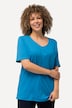 T-shirt, dubbelgelaagde voorkant, slim, ronde hals, korte mouwen
