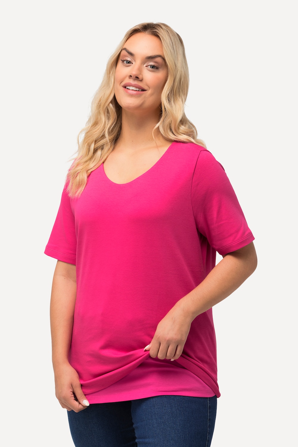 Grote Maten T-shirt, Dames, roze, Maat: 42/44, Katoen, Ulla Popken