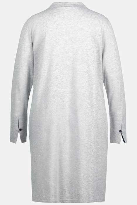 Nachthemd, Satineinsätze, Hemdkragen, V-Ausschnitt