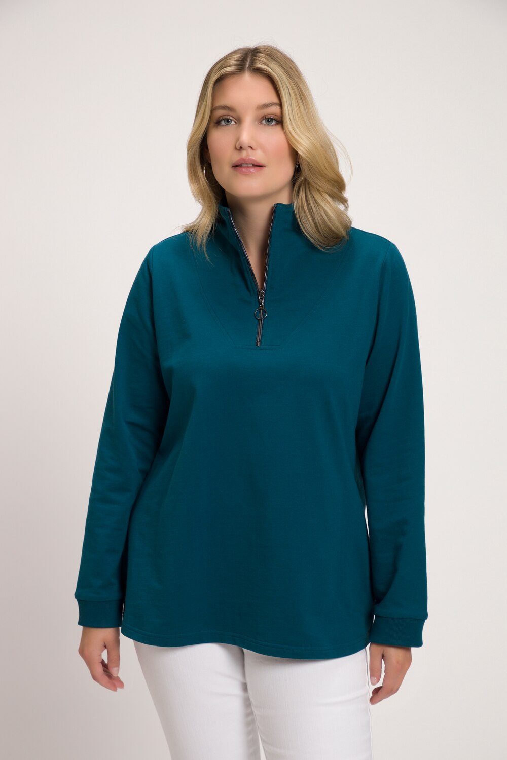 Grote Maten sweater met schipperskraag, Dames, blauw, Maat: 46/48, Katoen/Polyester, Ulla Popken