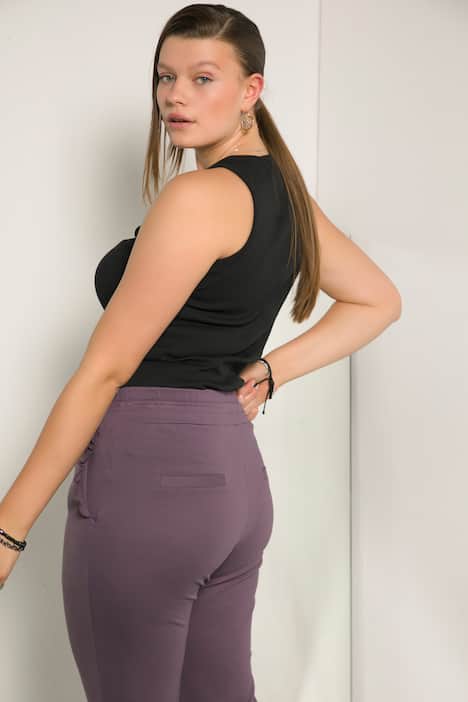 Top, Slim Fit, Rippjersey, V-Ausschnitt, Knopfleiste