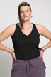 Top, Slim Fit, Rippjersey, V-Ausschnitt, Knopfleiste