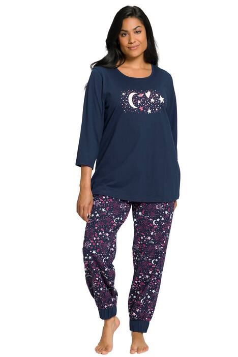 Pyžamo, dvojdílné, kulatý výstřih, dlouhé rukávy