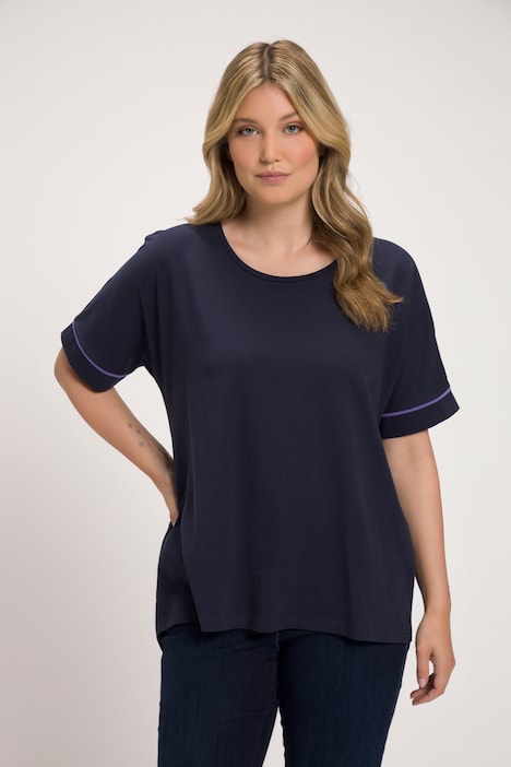 T-shirt, oversized, smiley, ronde hals, korte mouwen, turkoois | Happy Size