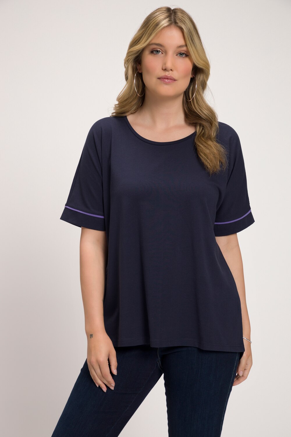 Grote Maten T-shirt, Dames, blauw, Maat: 42/44, Katoen, Ulla Popken