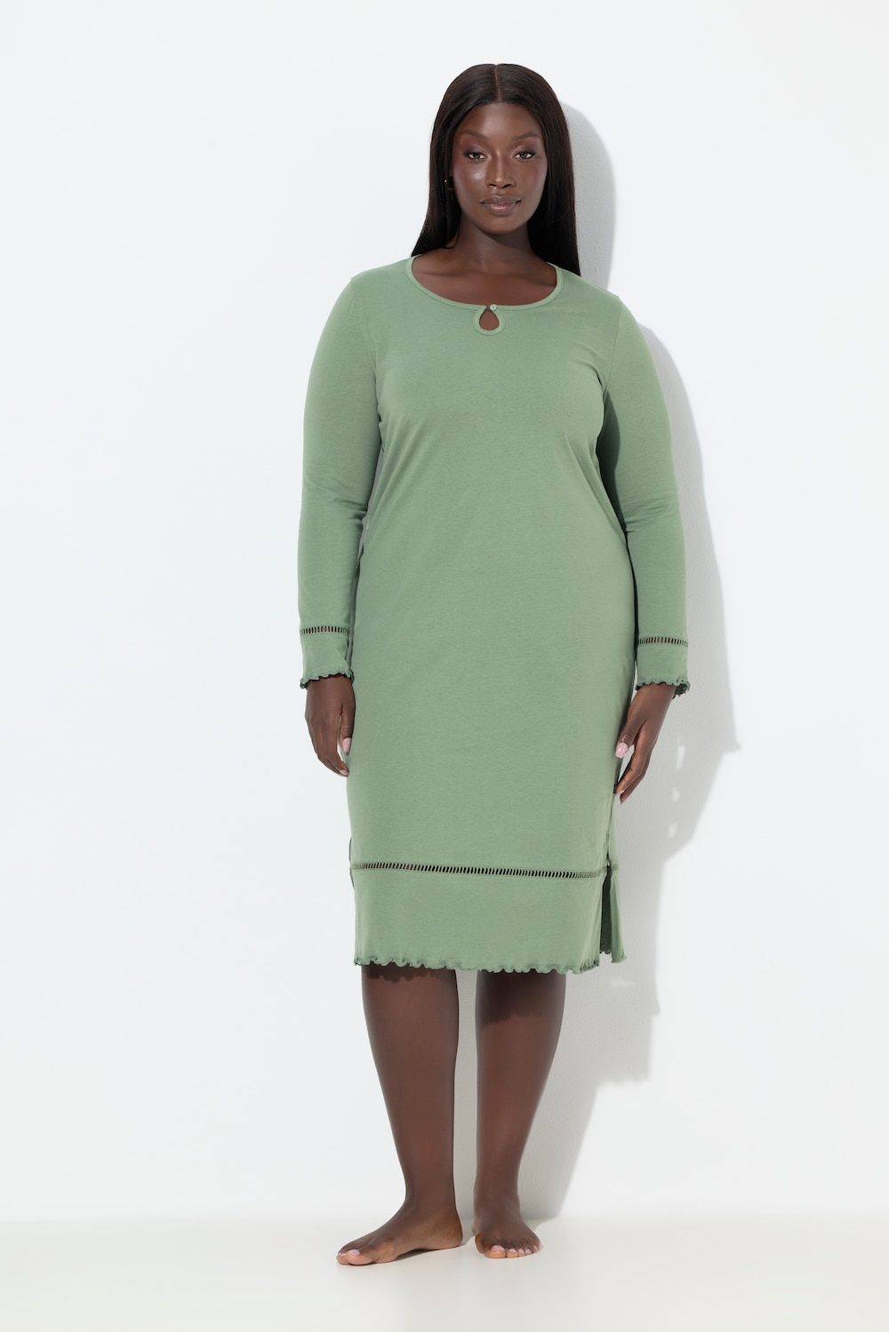 Thumbnail - Große Größen Nachthemd, Damen, grau, Größe: 66/68, Baumwolle, Ulla Popken