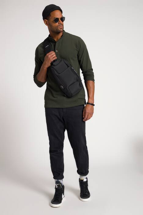 STHUGE Henley, Rundhals, Knopfleiste, Langarm, bis 8 XL