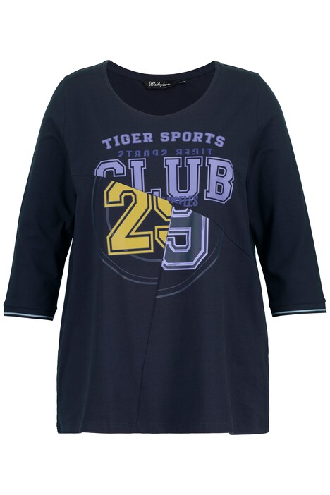 Tričko, dělící švy, A střih, kulatý výstřih, 3/4 rukávy