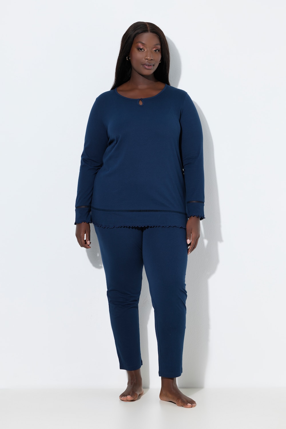 Große Größen Pyjama, Damen, blau, Größe: 66/68, Baumwolle, Ulla Popken