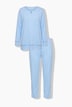 Pyjama, holle zoom, golvende randen, ronde hals, lange mouwen
