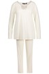 Pyžamo, saténové lemování, kulatý výstřih, dlouhé rukávy