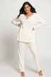 Satin Detail Cotton Blend Knit Pajama Set