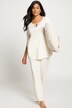 Satin Detail Cotton Blend Knit Pajama Set