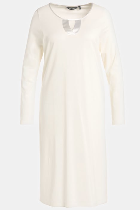 Satin Detail Cotton Blend Knit Nightgown | Nightgowns | Sleepwear