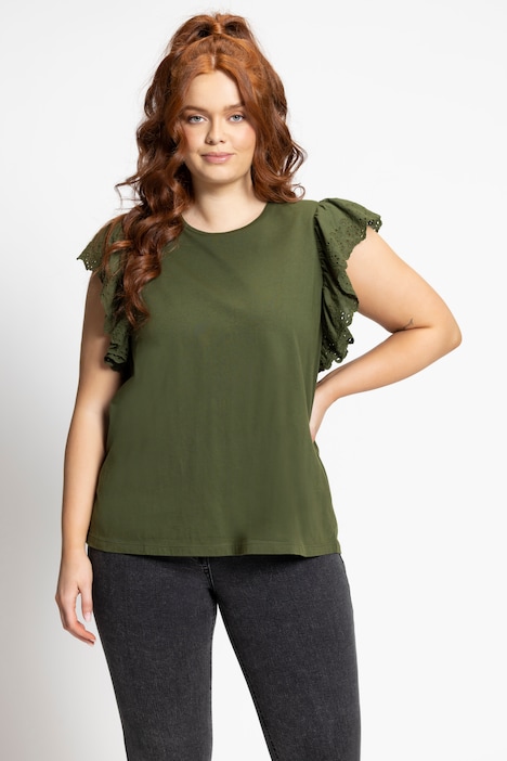 Ulla Popken T-SHIRT, A-LINIE, ZIERFALTEN, RUNDHALS, HALBARM - T-shirt