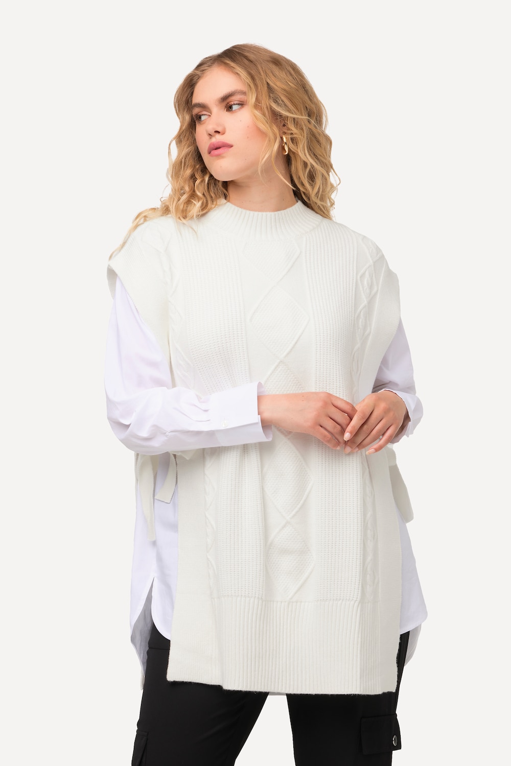 Große Größen Pullunder, Damen, beige, Größe: 58/60, Viskose/Synthetische Fasern/Polyester, Ulla Popken