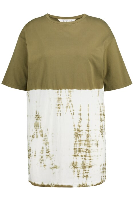 Dlouhé tričko, oversize, batikovaný efekt, kulatý výstřih, krátké rukávy