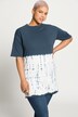 Lång topp#, oversized, batikeffekt, rund hals, halv ärm